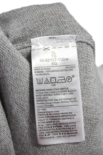 Banana Republic Mens Gray Merino V Neck Pullover Sweater Size XL