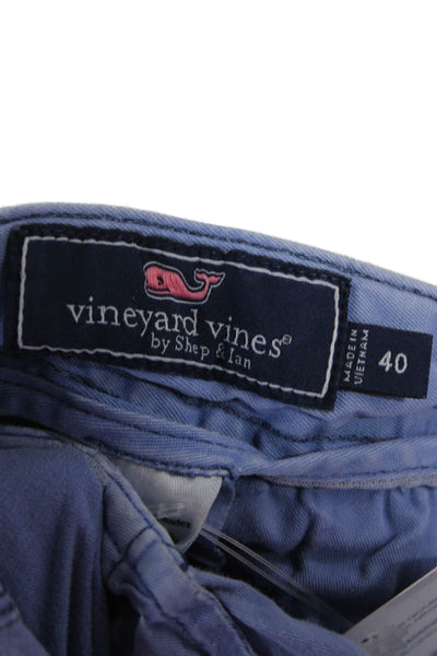 Vineyard Vines Mens Chino Shorts Blue Cotton Solid Button Size 40