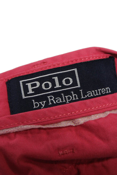 Polo Ralph Lauren Mens Red Cotton Chino Shorts Button Closure Size 40