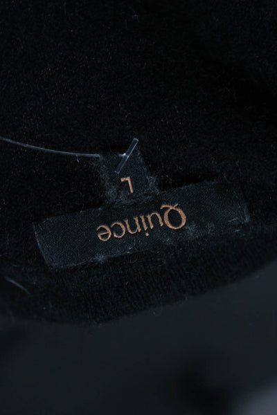 Quince Women Pullover Cashmere Sweater Black Collared Long Sleeve Size L