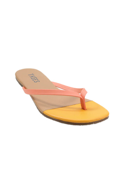 TKEES Women's T-Strap Colorblock Flip Flop Sandals Size 5
