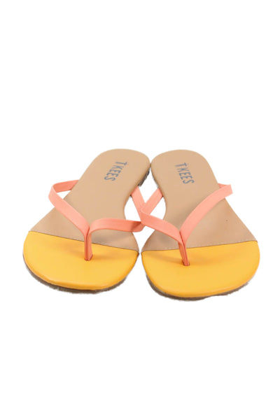 TKEES Women's T-Strap Colorblock Flip Flop Sandals Size 5