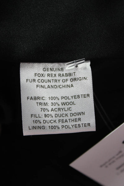 Linda Richards Womens Puffer Jacket Black Polyester Zip Long Sleeve Size S