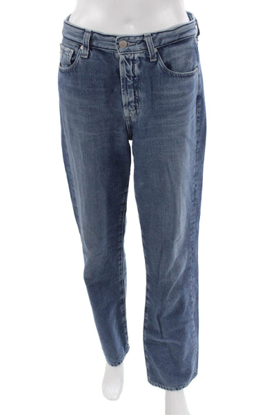 AG Womens Straight Jeans Blue Mid-Rise Button 100% Cotton Size 27