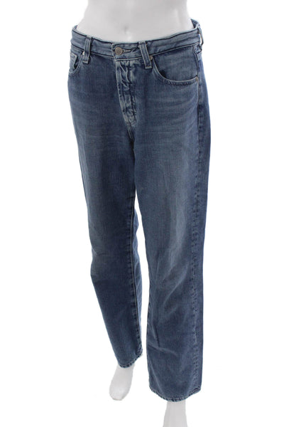 AG Womens Straight Jeans Blue Mid-Rise Button 100% Cotton Size 27