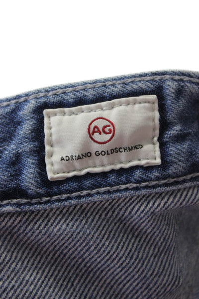 AG Womens Straight Jeans Blue Mid-Rise Button 100% Cotton Size 27