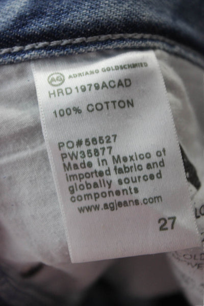 AG Womens Straight Jeans Blue Mid-Rise Button 100% Cotton Size 27