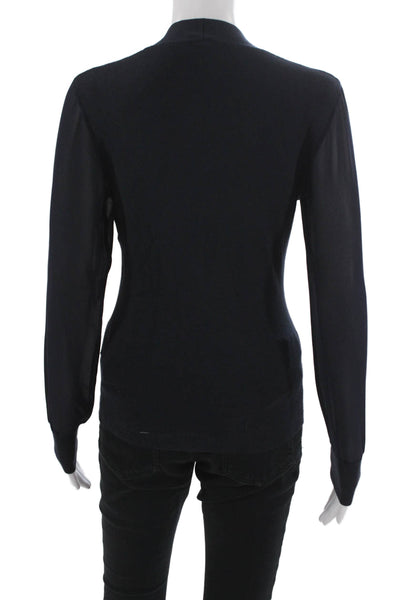 Ted Baker London Women Basic Blue V-Neck Long Sleeve Polyester T-Shirt Size 2
