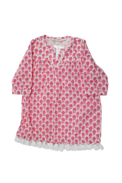 Roller Rabbit Girls Cotton Floral Tassel Detail Short Sleeve Dress Pink Size 4