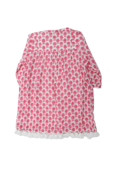 Roller Rabbit Girls Cotton Floral Tassel Detail Short Sleeve Dress Pink Size 4
