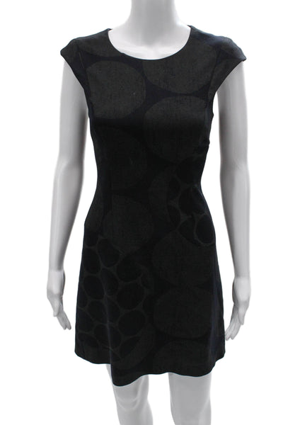 Karen Millen Women Sheath Dress Black Viscose Short Sleeve Knee Length Size 6