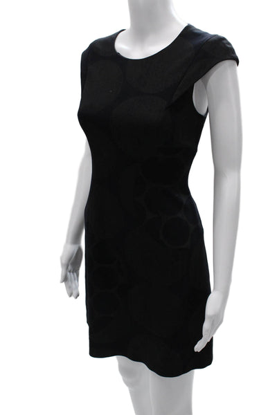 Karen Millen Women Sheath Dress Black Viscose Short Sleeve Knee Length Size 6
