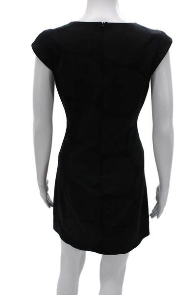 Karen Millen Women Sheath Dress Black Viscose Short Sleeve Knee Length Size 6