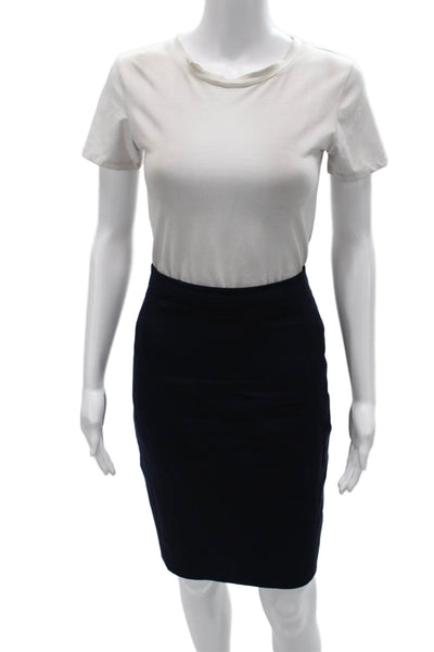 Reiss Women Straight Pencil Wool Skirt Blue Knee Length Zip Size 6