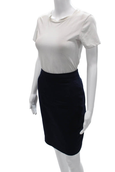 Reiss Women Straight Pencil Wool Skirt Blue Knee Length Zip Size 6