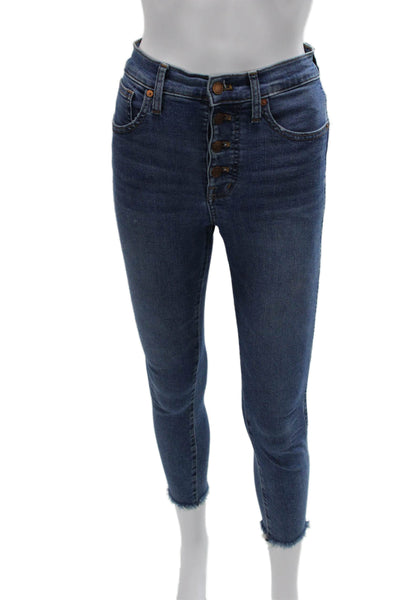 Madewell Women Ankle Jeans Blue High Rise Cotton Button Inseam 23 Size 25