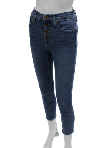 Madewell Women Ankle Jeans Blue High Rise Cotton Button Inseam 23 Size 25