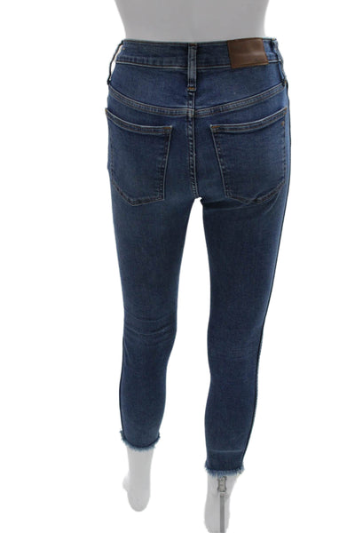 Madewell Women Ankle Jeans Blue High Rise Cotton Button Inseam 23 Size 25