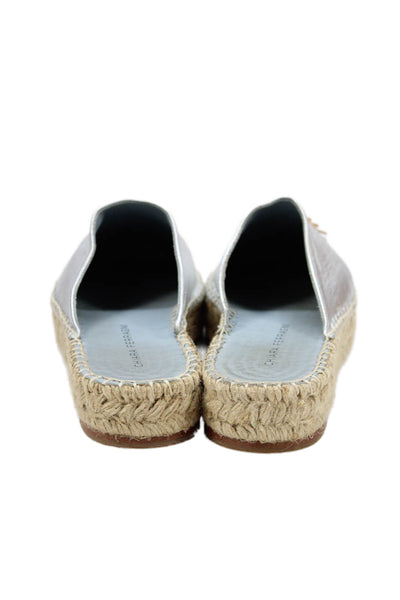 CHIARA FERRAGNI Womens Metallic Espadrille Slide Mules Silver Size 9