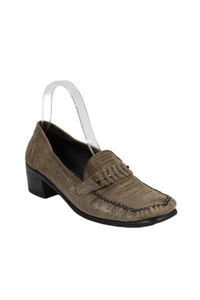 Stuart Weitzman Womens Suede Slip-On Heeled Loafers Brown Size 8.5