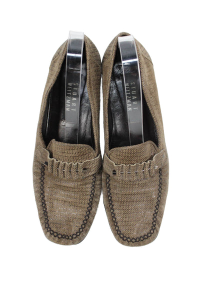 Stuart Weitzman Womens Suede Slip-On Heeled Loafers Brown Size 8.5