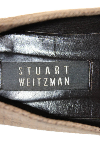 Stuart Weitzman Womens Suede Slip-On Heeled Loafers Brown Size 8.5