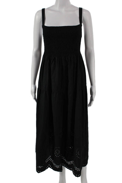 Zara Women Midi Dress Black Square Neck Sleeveless Polyester Size M