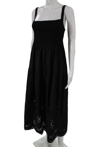 Zara Women Midi Dress Black Square Neck Sleeveless Polyester Size M
