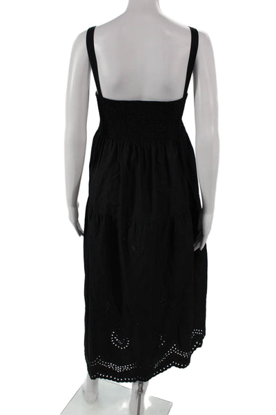 Zara Women Midi Dress Black Square Neck Sleeveless Polyester Size M