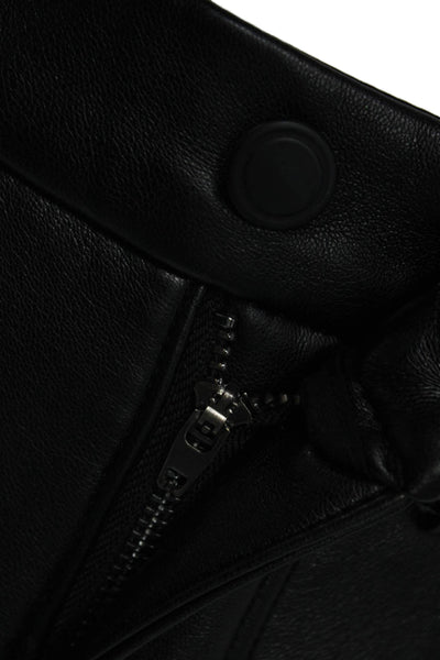 Good American Womens Black Faux Leather Pants Button Inseam 30 Size 0