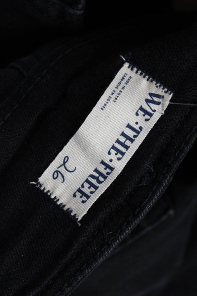 We The Free Women Black Flared Jeans Mid Rise Cotton Blend Size 26