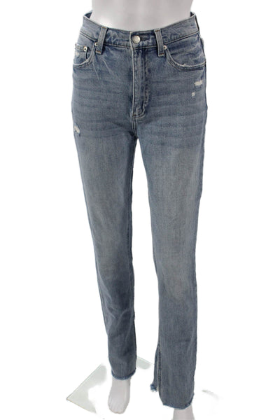 Pistola Womens Straight Blue Jeans Mid Rise Button Cotton Blend Size 25