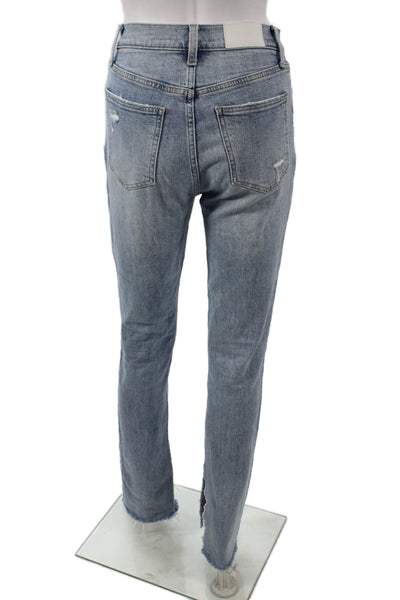 Pistola Womens Straight Blue Jeans Mid Rise Button Cotton Blend Size 25