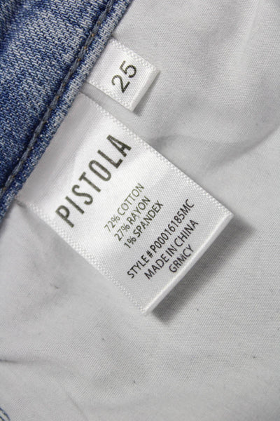 Pistola Womens Straight Blue Jeans Mid Rise Button Cotton Blend Size 25