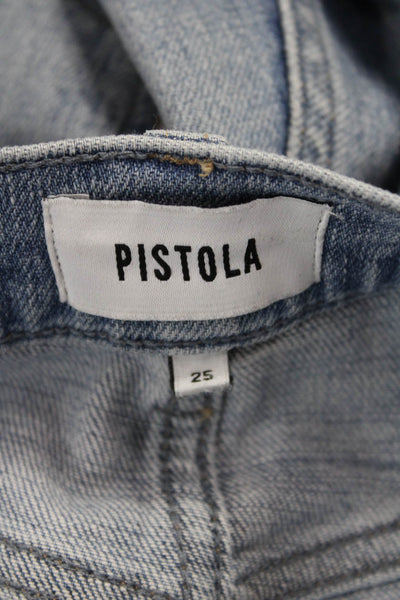 Pistola Womens Straight Blue Jeans Mid Rise Button Cotton Blend Size 25