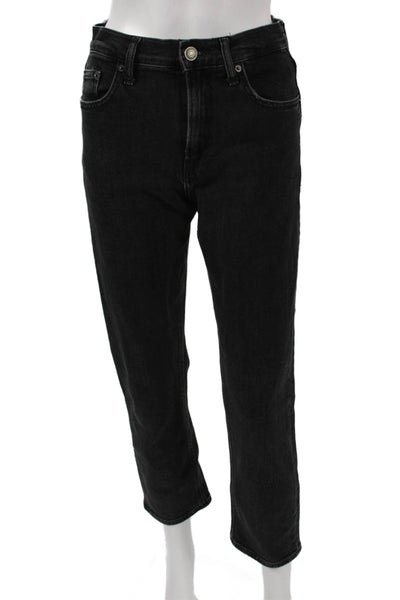Zara Women Cropped Black Jeans Cotton Mid Rise Size 6