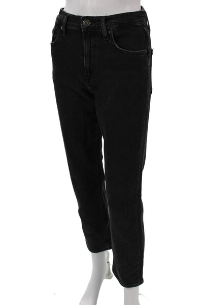 Zara Women Cropped Black Jeans Cotton Mid Rise Size 6
