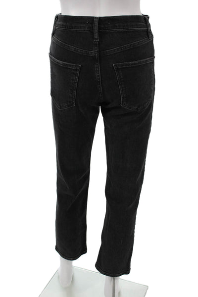 Zara Women Cropped Black Jeans Cotton Mid Rise Size 6