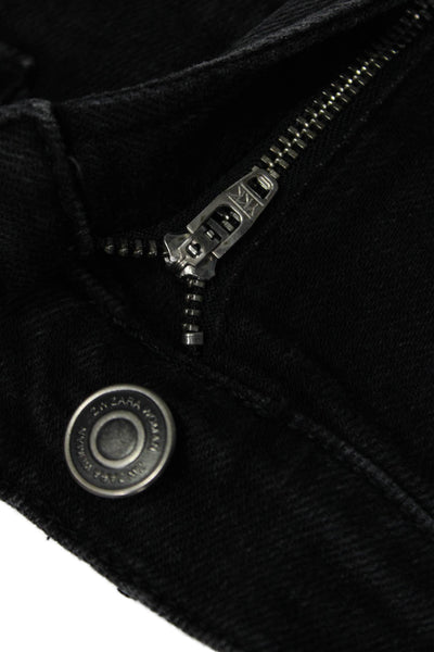 Zara Women Cropped Black Jeans Cotton Mid Rise Size 6