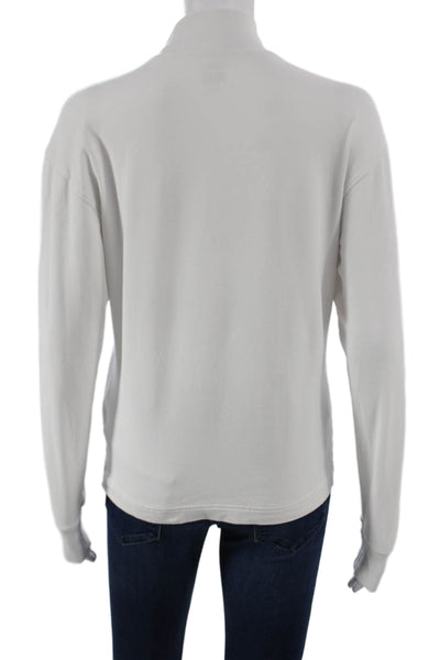 Uniqlo Women White Basic Mock Neck Long Sleeve T Shirt Cotton Size XS