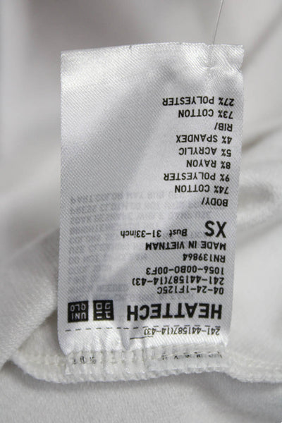 Uniqlo Women White Basic Mock Neck Long Sleeve T Shirt Cotton Size XS