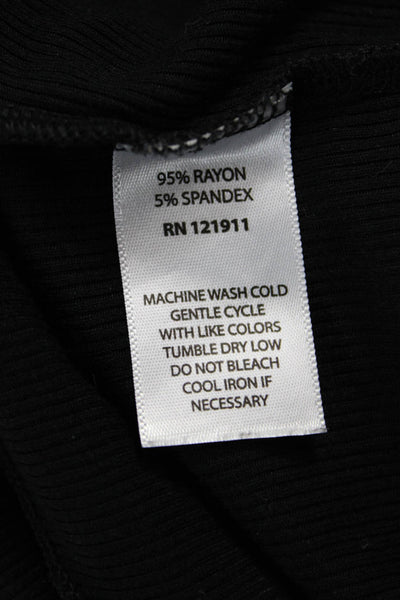 LNA Womens Cropped Rayon Long Sleeve Round Neck Black T-Shirt Size XS