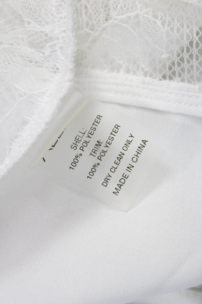 Alexis Womens Blouse White Collared Long Sleeve Button Polyester Size M