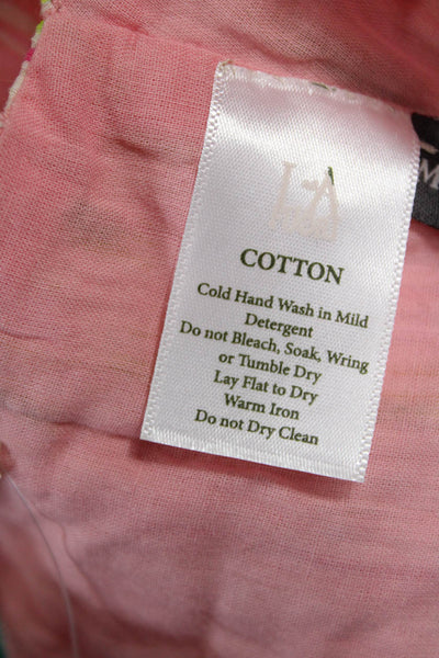 La Fuori Womens Cropped Blouse Pink Striped Sweetheart Lace-Up Size S