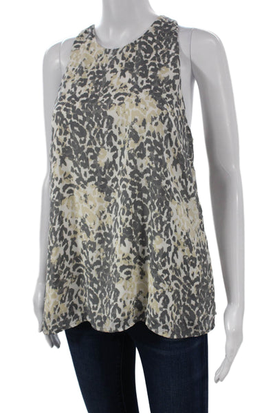 Joie Womens White Silk Basic Tank Sleeveless Round Neck Size M