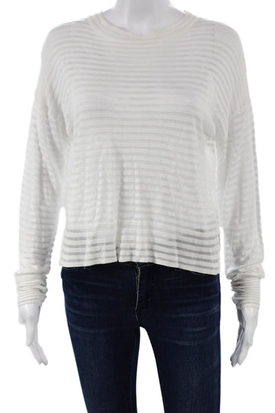 RtA Women Cropped White Striped Longsleeve T-Shirt Size S
