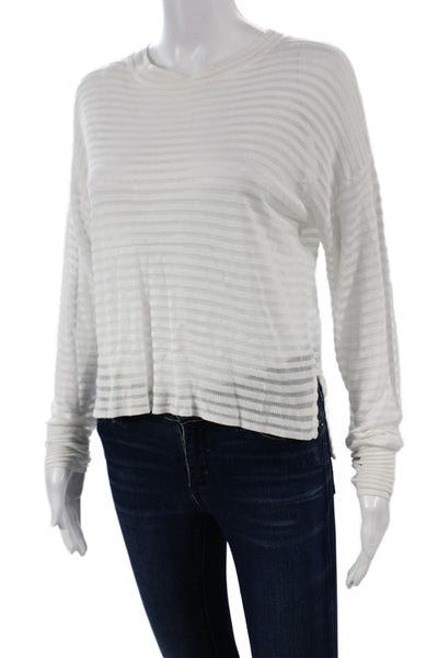 RtA Women Cropped White Striped Longsleeve T-Shirt Size S