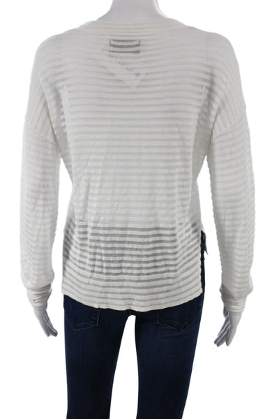 RtA Women Cropped White Striped Longsleeve T-Shirt Size S
