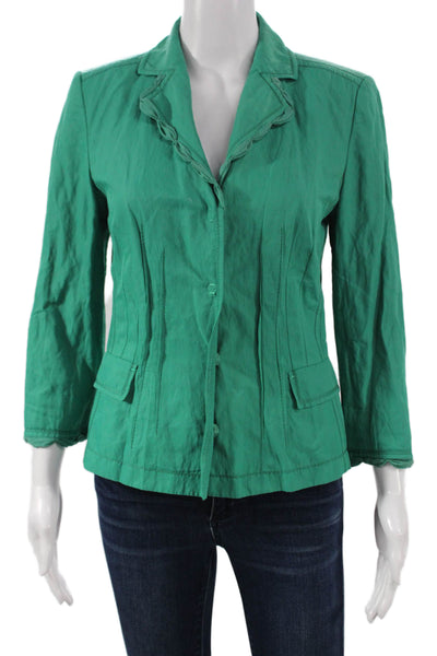 Elie Tahari Womens Green Cotton Blend 3/4 Sleeve Jacket Size S