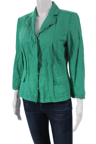 Elie Tahari Womens Green Cotton Blend 3/4 Sleeve Jacket Size S